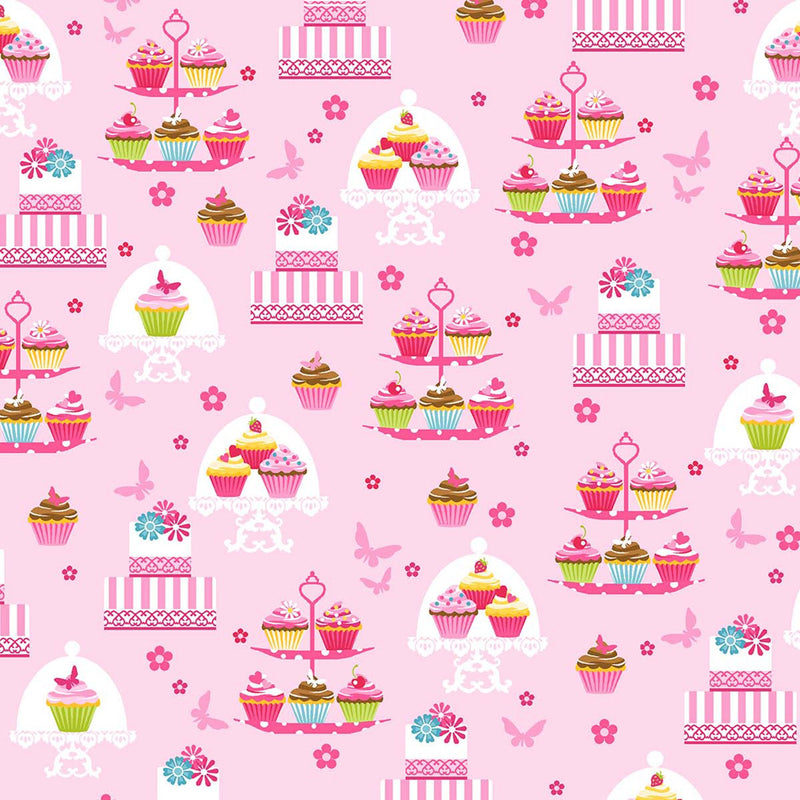 Cupcake Café by Laura Stone Cake Floral Berry Fabric by the yard