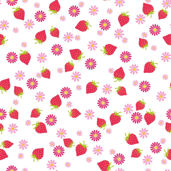 Cupcake Cafe by Laura Stone Strawberries Floral Berry Fabric by the yard