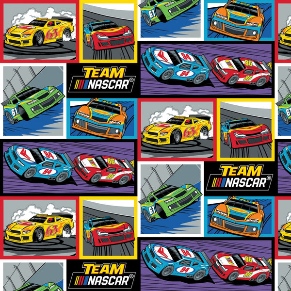 Nascar Racing Cars Blocks Fabric by the yard