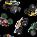 Monster Trucks In Motion Fabric by the yard