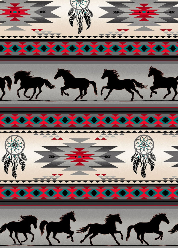 Tucson Aztec Horses Fabric by the yard
