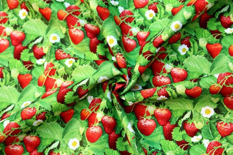 Strawberries Floral Berry Good Fabric by the yard