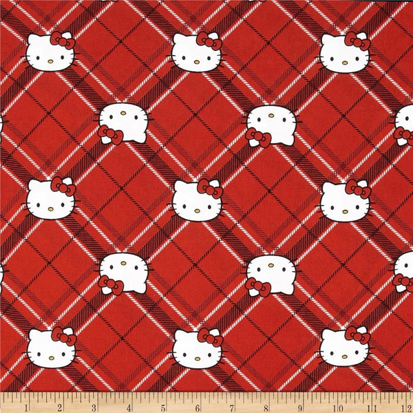 Hello Kitty Diamond Plaid Fabric by the yard