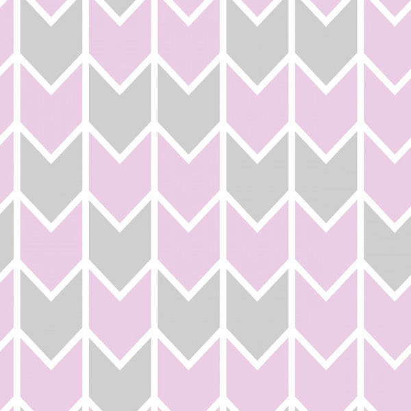 Pink Gray Rick Rack Chevron Zig Zag Geometric Fabric by the yard