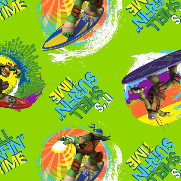Nintendo Ninja Turtle Shell Surfing Time Fabric by the yard