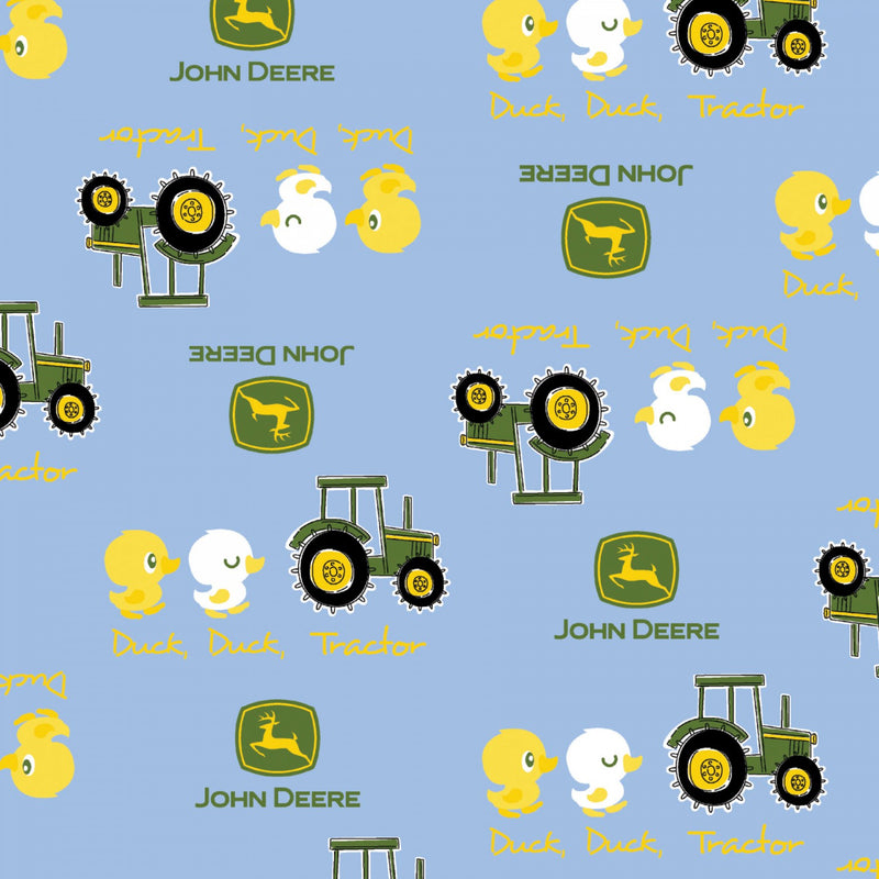 John Deere Duck Tractor Blue Fabric by the yard