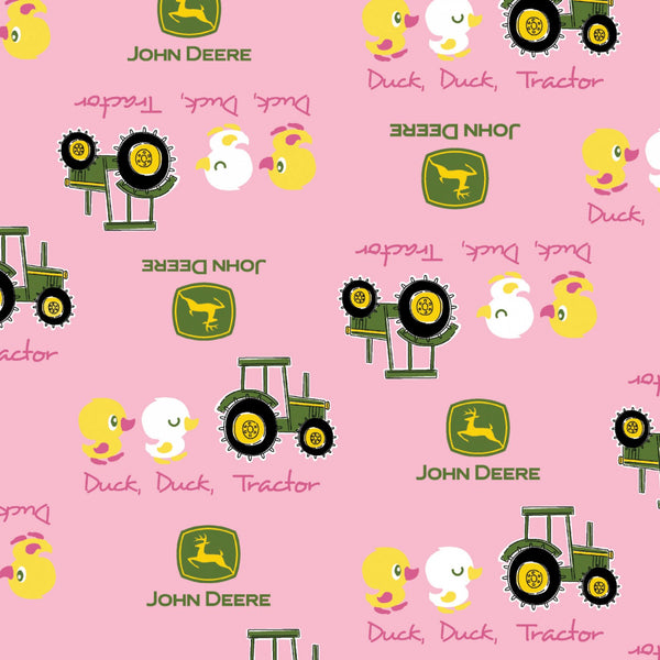 John Deere Tractor Duck Pink Fabric by the yard