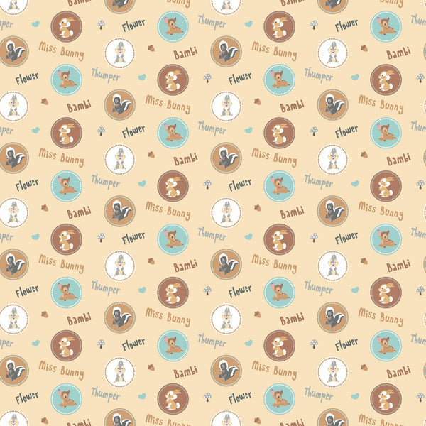 Disney Bambi Thumper Character Badges Fabric by the yard