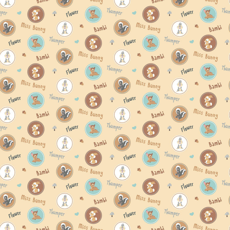 Disney Bambi Thumper Character Badges Fabric by the yard