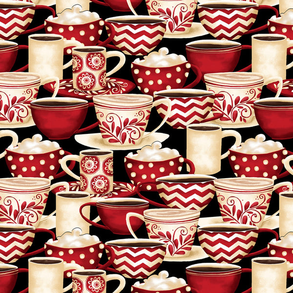 Morning Coffee Marshmallow Cups Fabric by the yard
