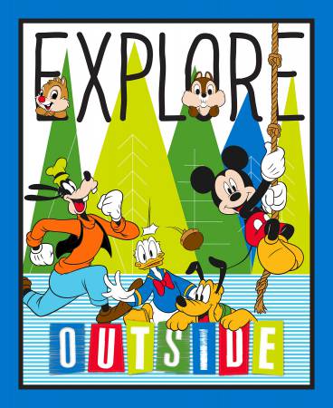 Disney Explore Outside Donald Chip Dale Panel approx. 36in x 44in Fabric by the panel