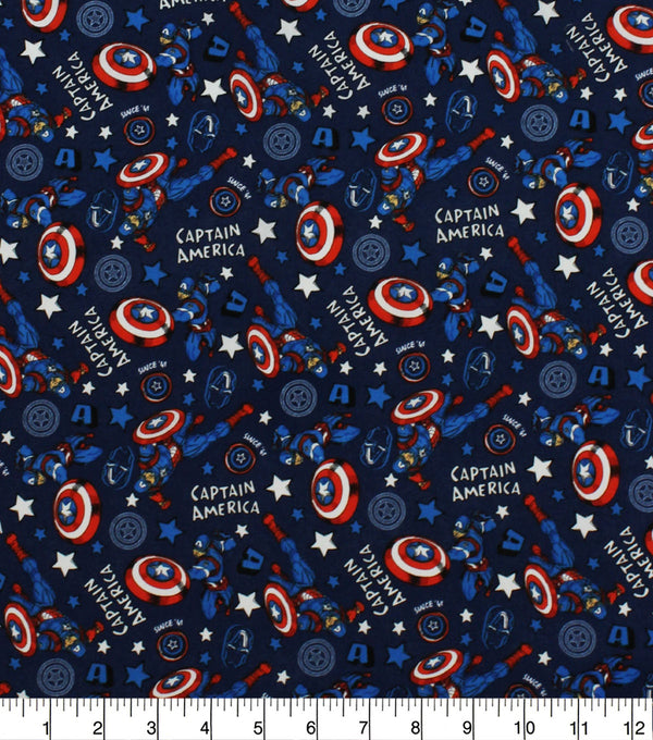 Marvel Avengers Doodle Captain America Fabric by the yard