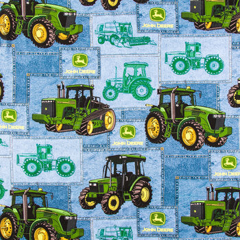 John Deere Tractor Denim Patch Fabric by the yard