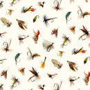 Tight Lines Fishing Hooks Lures Fabric by the yard