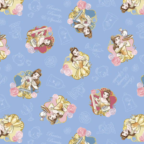Disney Princess Belle Brains Beauty and the Beast Fabric by the yard