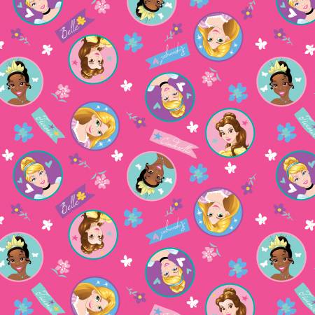 Disney Princess Badge Fabric by the yard