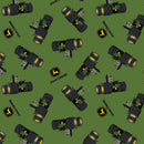 John Deere Tossed Tractor and Logo Fabric by the yard