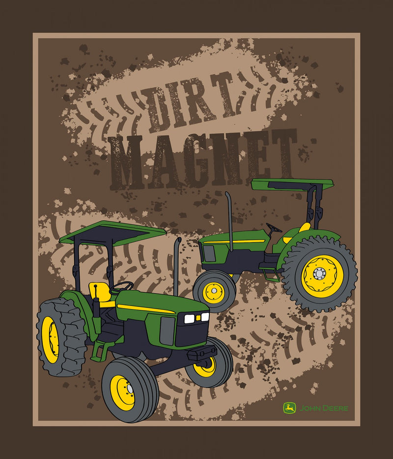 John Deere Dirt Magnet Panel approx. 36in x 44in Fabric by the panel