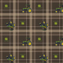 John Deere Tractor Brown Plaid Fabric by the yard