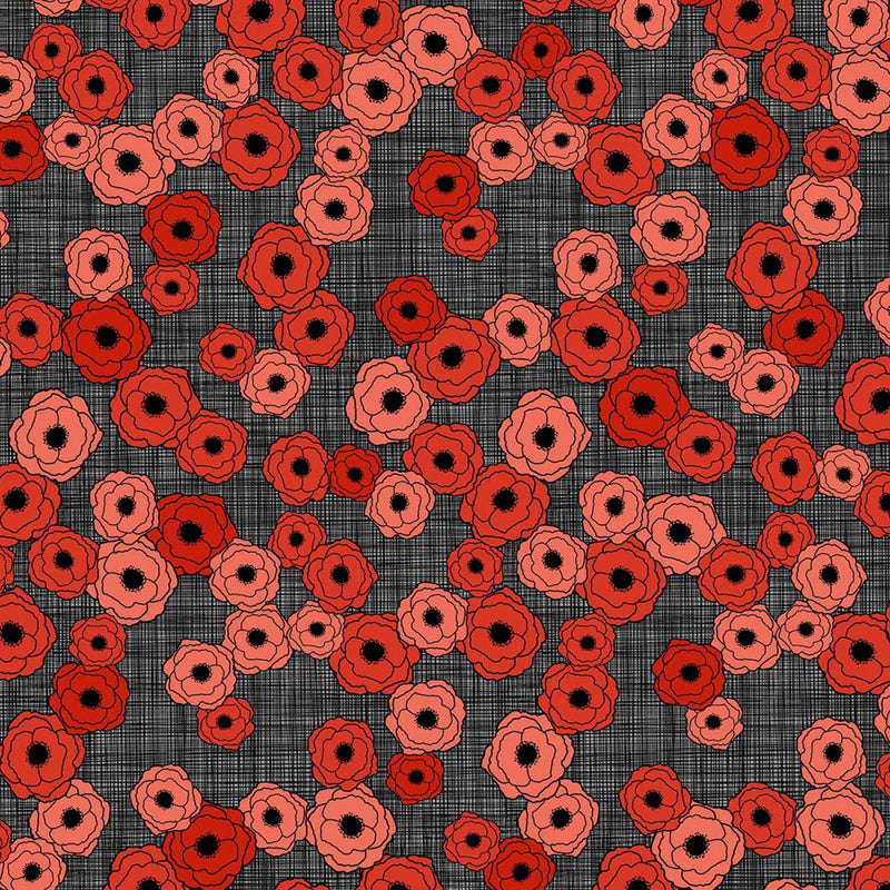 Poppy Floral Stacked Poppies Fabric by the yard