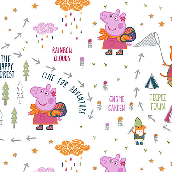 Disney Pig Peppa Happy Forest Fabric by the yard