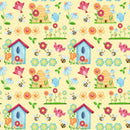 Birds and Bees Daisy Floral Fabric by the yard