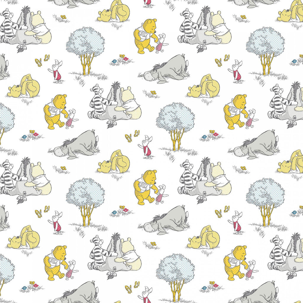 Winnie the Pooh - Pooh and Friends White by Disney from Springs Creative  Fabric - JAQS Fabrics