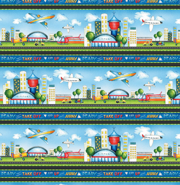 Ready for Takeoff Planes Airport Fabric by the yard