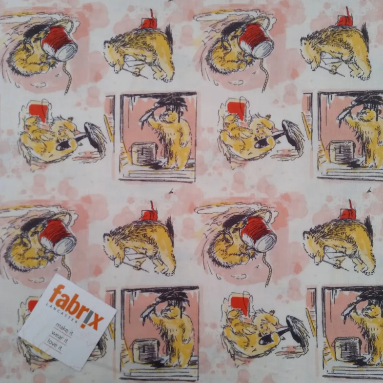 Paddington Bear Making a Mess Fabric by the yard