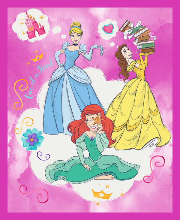 Disney One Of a Kind Princess Panel approx. 36in x 44in Fabric by the panel