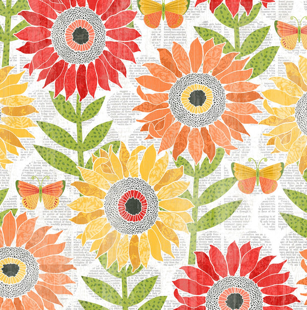 Sing your Song Floral Daisy Sunflower Fabric by the yard