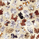 Tossed Doggies Bone Puppy Dogs Animals Fabric by the yard
