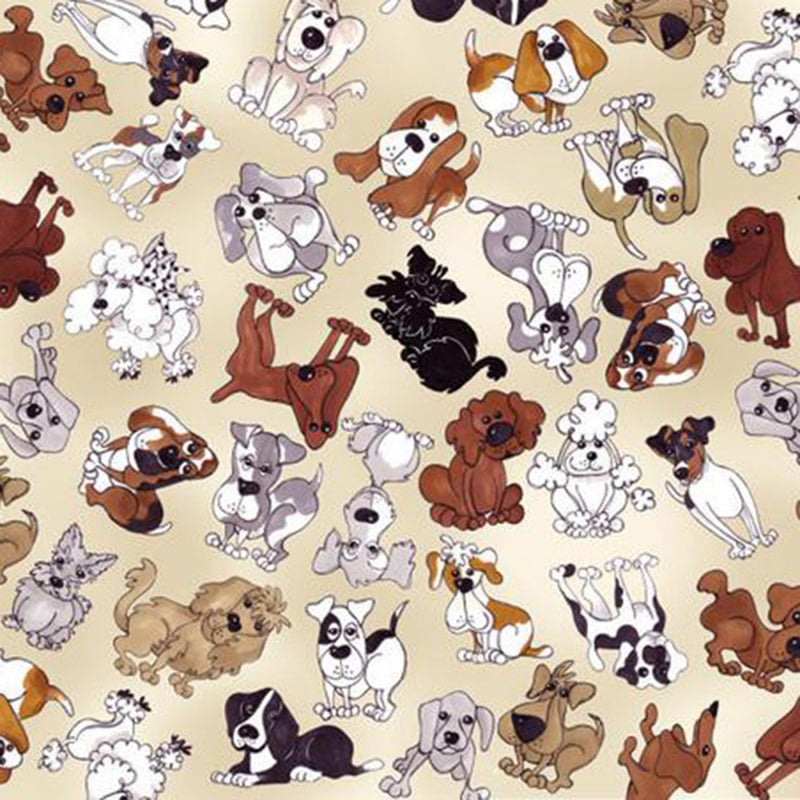 Tossed Doggies Bone Puppy Dogs Animals Fabric by the yard