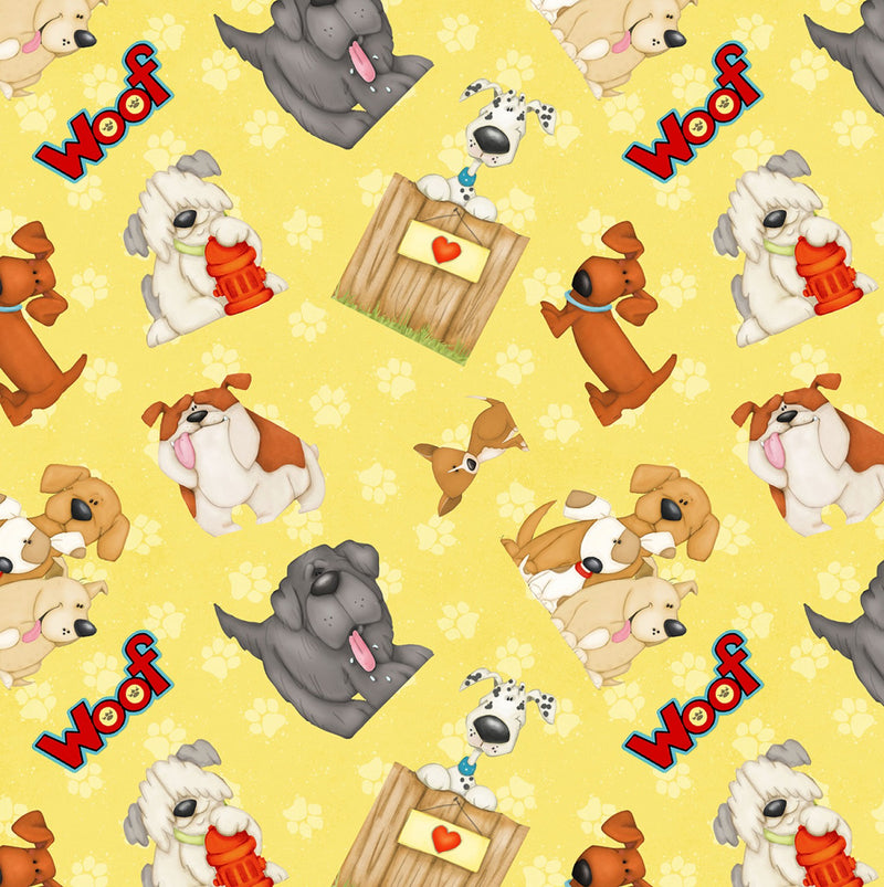 Toss Dogs Puppy Animals Fabric by the yard