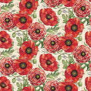 Poppy Floral Poppies Alone Cream Fabric by the yard