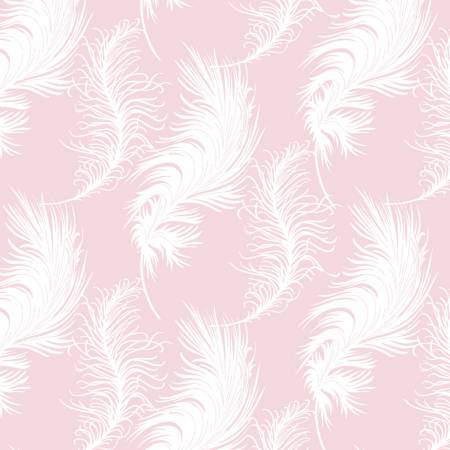 Grace Plume Woodland Feathers Pink Fabric by the yard
