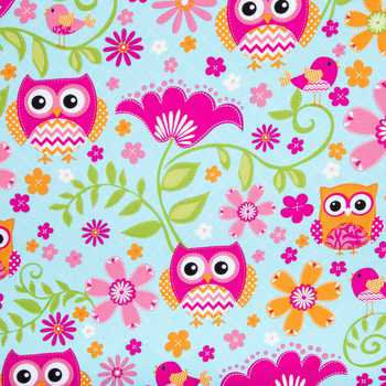 Bird and Owl Floral Owls Fabric by the yard