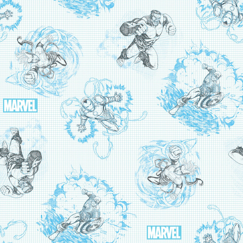 Marvel Avengers Sketch Fabric by the yard