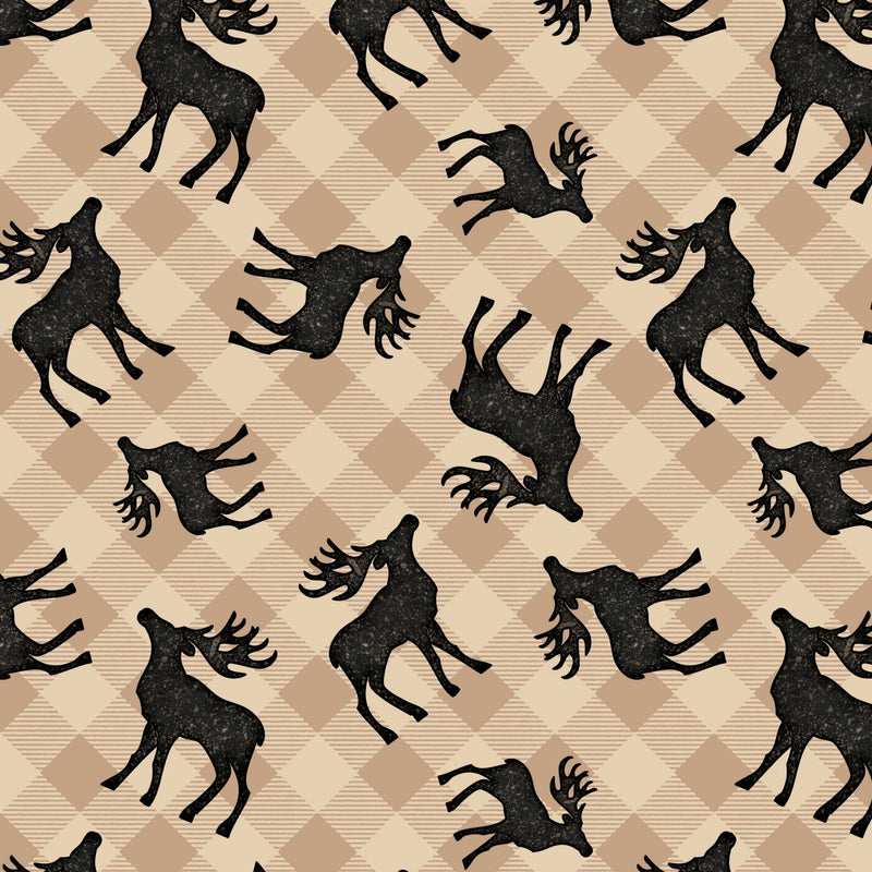 Plaid For The Holidays Deer Reindeer Buck Woodland Buffalo Check Fabric by the yard