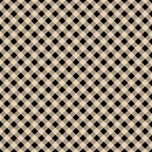 Plaid For The Holidays Cream Black Check Plaid Gingham Fabric by the yard