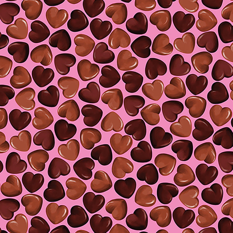 Oh Fudge Valentine Chocolate Hearts Candies Fabric by the yard
