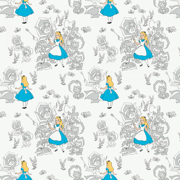 Disney Princess Alice in the Wonderland Golden Afternoon Toile Fabric by the yard
