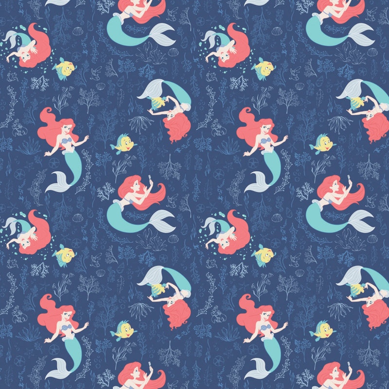 Disney Princess Little Mermaid Ariel Swimming in the Reef Fabric by the yard