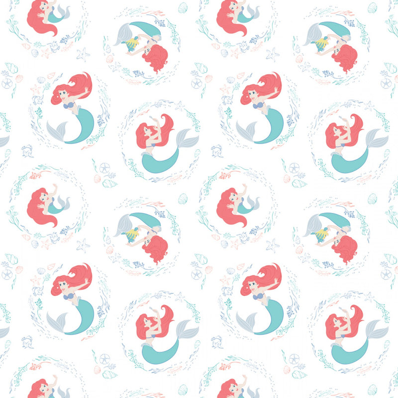 Disney Princess Little Mermaid Ariel Swirl Fabric by the yard