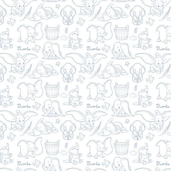 Disney Dumbo Elephant Stars Fabric by the yard