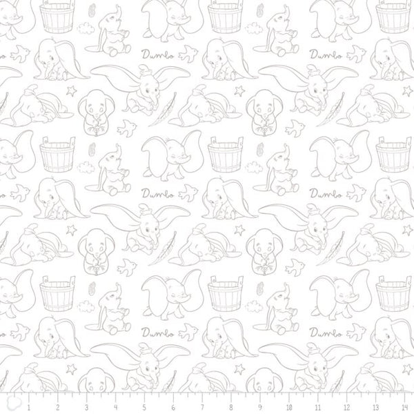 Disney Dumbo Elephant Outline Fabric by the yard