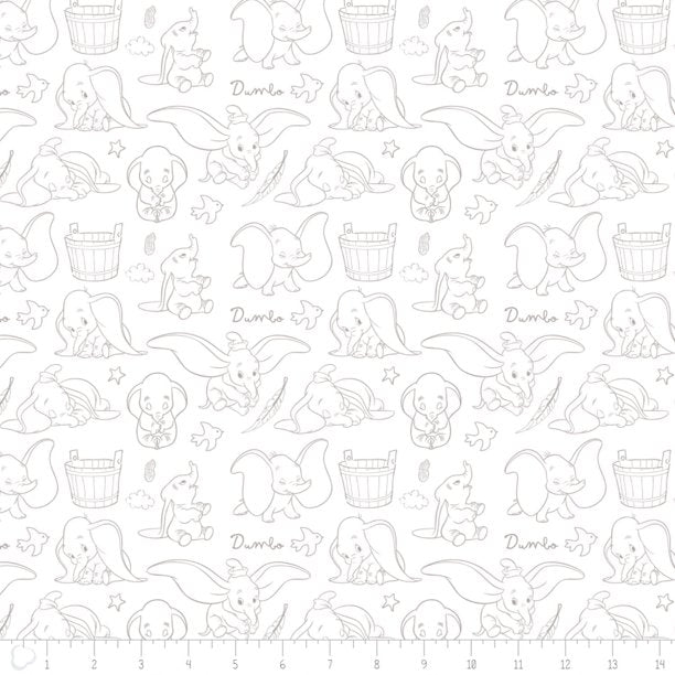 Disney Dumbo Elephant Outline Fabric by the yard