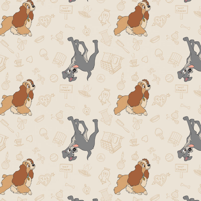 Disney Lady and The Tramp Home Sweet Home Fabric by the yard