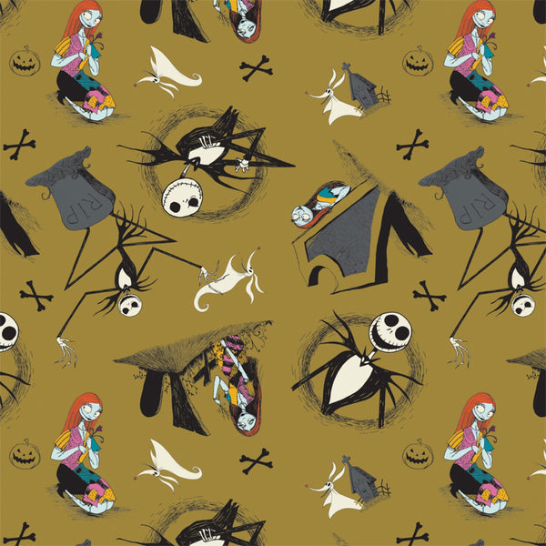 Disney Nightmare Before Christmas Jack is Back Tomb Stones Fabric by the yard