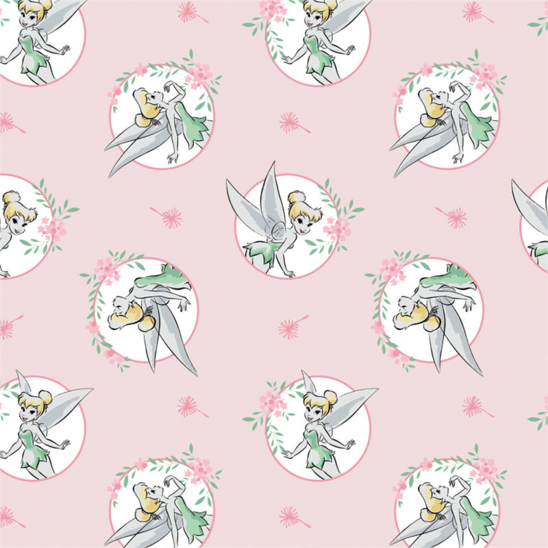 Disney Princess Tinker Bell Floral Frame Fabric by the yard